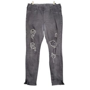 TRUE RELIGION Black Elastic Waist Crop Stretch Denim Pull On Jeans SIZE MEDIUM